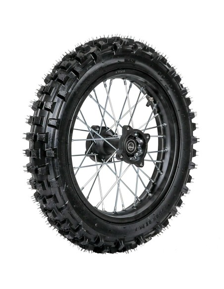 Roue 14" arrière axe 12 mm renforcée complète dirt bike / pit bike - PitRacing
