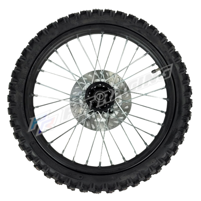 Roue 17" avant axe 15 mm renforcée + disque dirt bike / pit bike