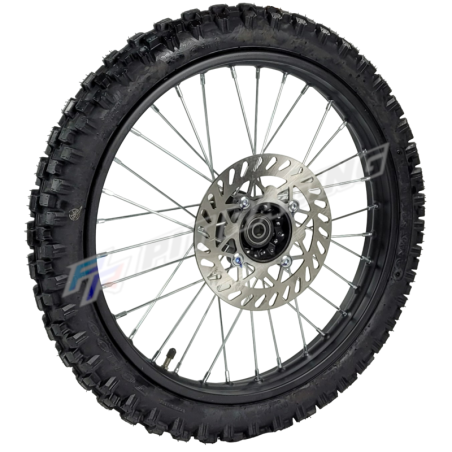 Roue 17" avant axe 15 mm renforcée + disque dirt bike / pit bike