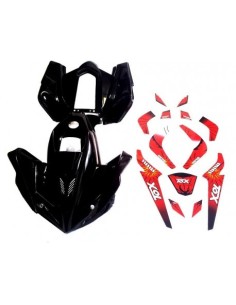 Carénage noir + déco ROUGE quad PYTHON ou CARBONE - PitRacing