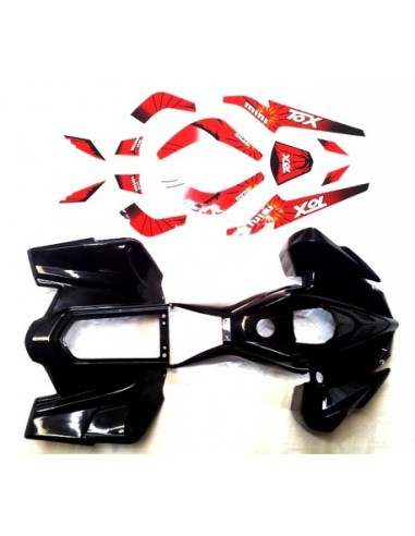 Carénage noir + déco ROUGE quad PYTHON ou CARBONE - PitRacing