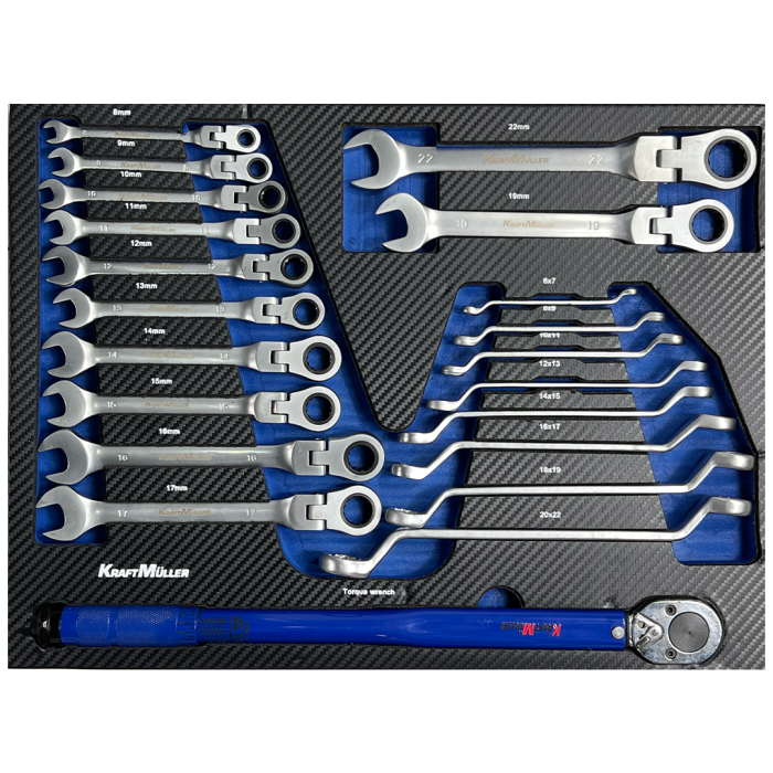 Servante d'atelier KRAFTMULLER KM-8/8 Grise - 8 tiroirs & 1 porte latérale - 319 pièces