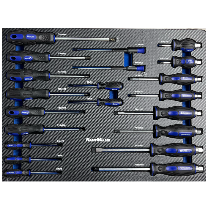 Servante d'atelier KRAFTMULLER KM-8/8 Grise - 8 tiroirs & 1 porte latérale - 319 pièces