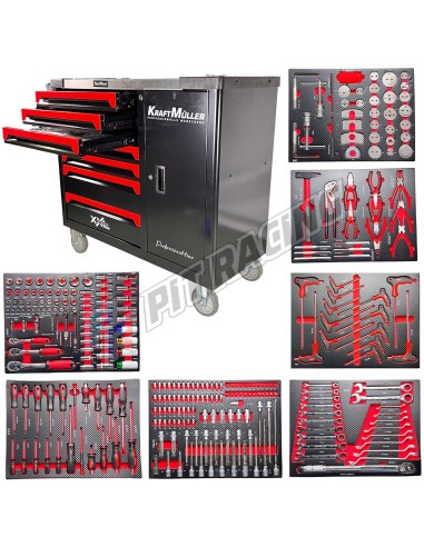 Servante d'atelier KRAFTMULLER XXL - 7 tiroirs remplis + repousses pistons