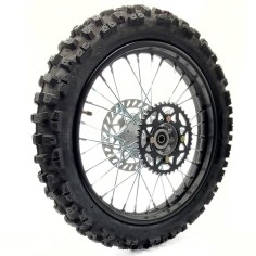 Roue 16" arrière axe 15 mm renforcée complète dirt bike / pit bike