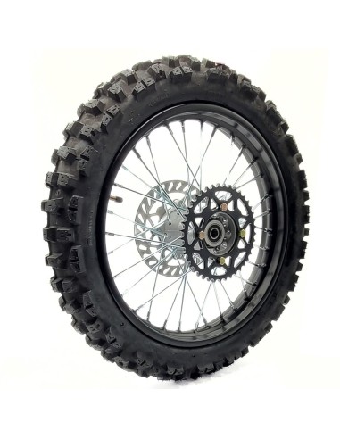 Roue 16" arrière axe 15 mm renforcée complète dirt bike / pit bike