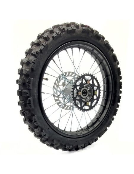 Roue 16" arrière axe 15 mm renforcée complète dirt bike / pit bike