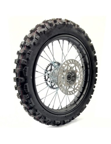 Roue 16" arrière axe 15 mm renforcée complète dirt bike / pit bike