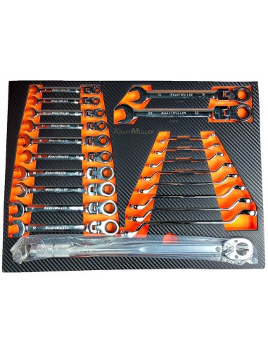 SERVANTE D'ATELIER RACING MOTO ORANGE 7 TIROIRS AVEC OUTILLAGE