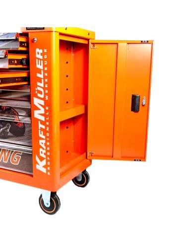 SERVANTE D'ATELIER RACING MOTO ORANGE 7 TIROIRS AVEC OUTILLAGE