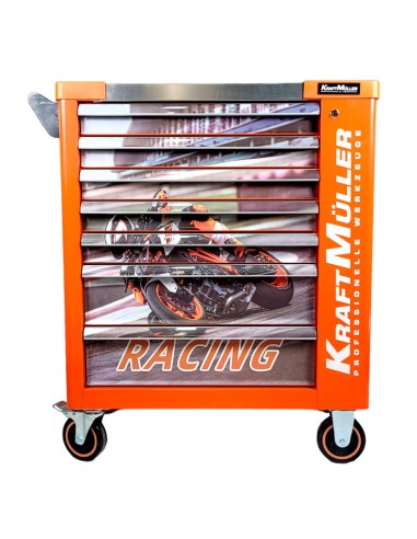 SERVANTE D'ATELIER RACING MOTO ORANGE 7 TIROIRS AVEC OUTILLAGE