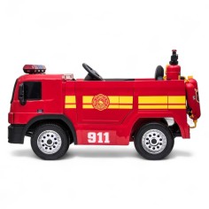 CAMION ÉLECTRIQUE ENFANT POMPIER AVEC PISTOLET À EAU ROUGE