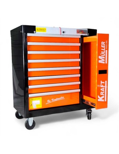 SERVANTE D'ATELIER KRAFTMULLER KM-9/7 ORANGE 322 OUTILS