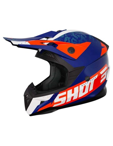 CASQUE SHOT ADULTE BLEU BLANC ET ORANGE AIRFIT GLOSSY