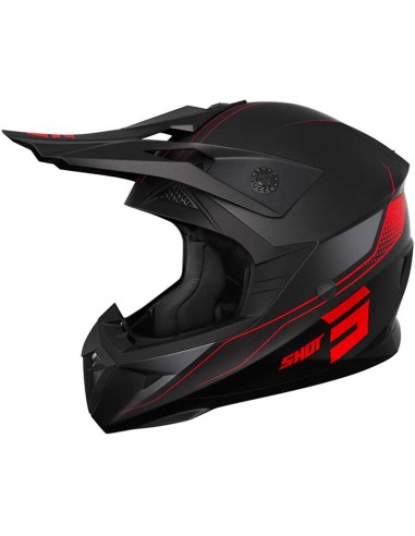 CASQUE SHOT ADULTE NOIR ET ROUGE EDGE NEON MATT