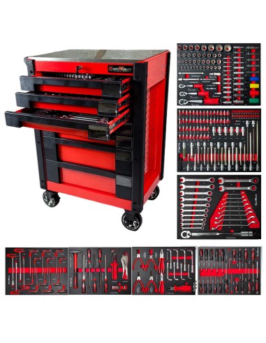 SERVANTE KRAFTMULLER + OUTILS 7/7 ROUGE ET NOIR