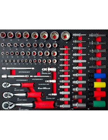 SERVANTE KRAFTMULLER + OUTILS 7/7 ROUGE ET NOIR