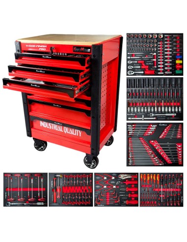 SERVANTE D'ATELIER WOOD PRO 7/7 ROUGE ET NOIR
