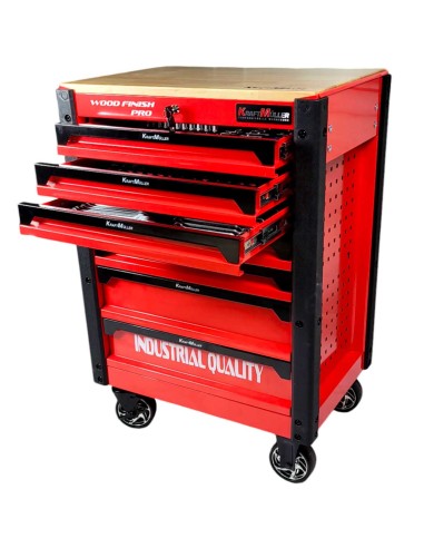 SERVANTE D'ATELIER WOOD PRO 7/7 ROUGE ET NOIR