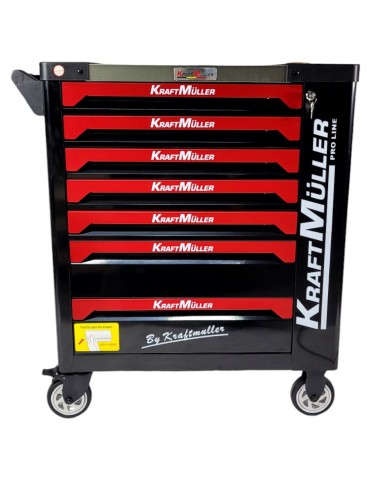 SERVANTE D'ATELIER PRO LINE BY KRAFTMULLER 7/7 ROUGE ET NOIR