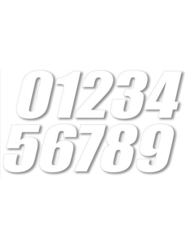 AUTOCOLLANT MOTO BLANC DE 0 A 9 - HAUTEUR 12 CM