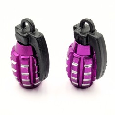 Bouchons de valve GRENADE x2 en aluminium violet - PitRacing
