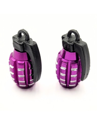Bouchons de valve GRENADE x2 en aluminium violet - PitRacing