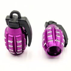 Bouchons de valve GRENADE x2 en aluminium violet - PitRacing