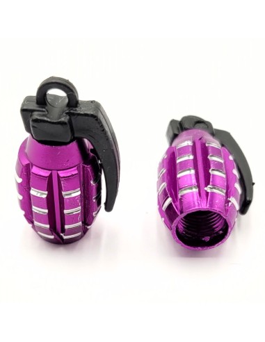 Bouchons de valve GRENADE x2 en aluminium violet - PitRacing