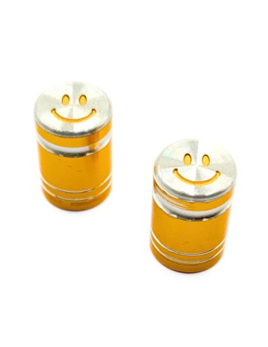 Bouchons de valve SMILE x2 en aluminium doré