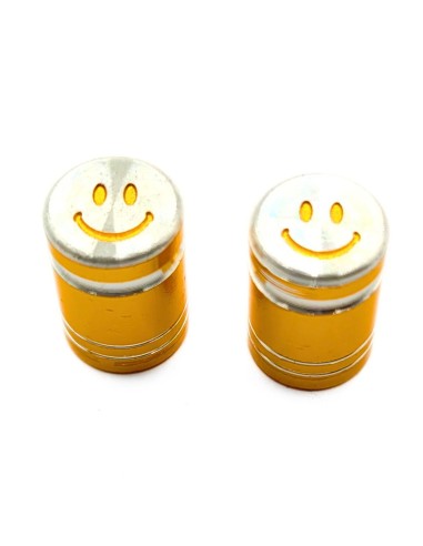 Bouchons de valve SMILE x2 en aluminium doré