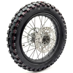 Roue 14" arrière axe 15 mm renforcée + disque + couronne dirt bike / pit bike