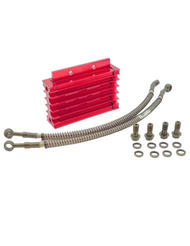 RADIATEUR D’HUILE ALU ROUGE CNC DURITE 460 MM DIRT BIKE / PIT BIKE