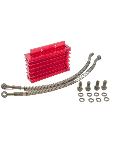 RADIATEUR D’HUILE ALU ROUGE CNC DURITE 460 MM DIRT BIKE / PIT BIKE