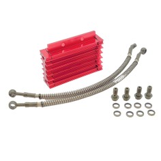 RADIATEUR D’HUILE ALU ROUGE CNC DURITE 460 MM DIRT BIKE / PIT BIKE
