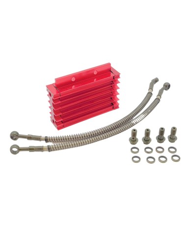 RADIATEUR D’HUILE ALU ROUGE CNC DURITE 460 MM DIRT BIKE / PIT BIKE