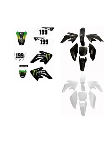 Kit déco + Kit plastique MONSTER Vert CRF-70 - PitRacing