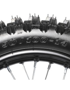 Roue 14" arrière axe 12 mm renforcée complète dirt bike / pit bike - PitRacing