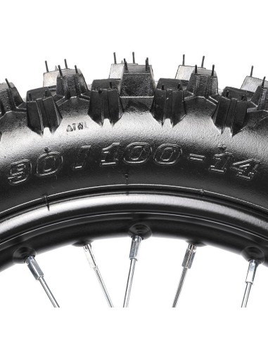Roue 14" arrière axe 12 mm renforcée complète dirt bike / pit bike - PitRacing